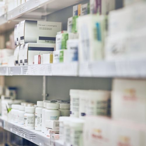 Get the treatment you need. Cropped shot of shelves in a pharmacy